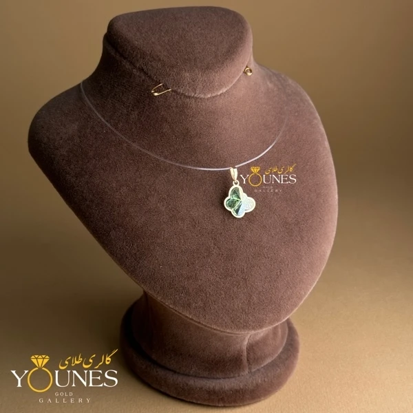 آویز طلا سواروسکی پروانه ای سبز پسته ای